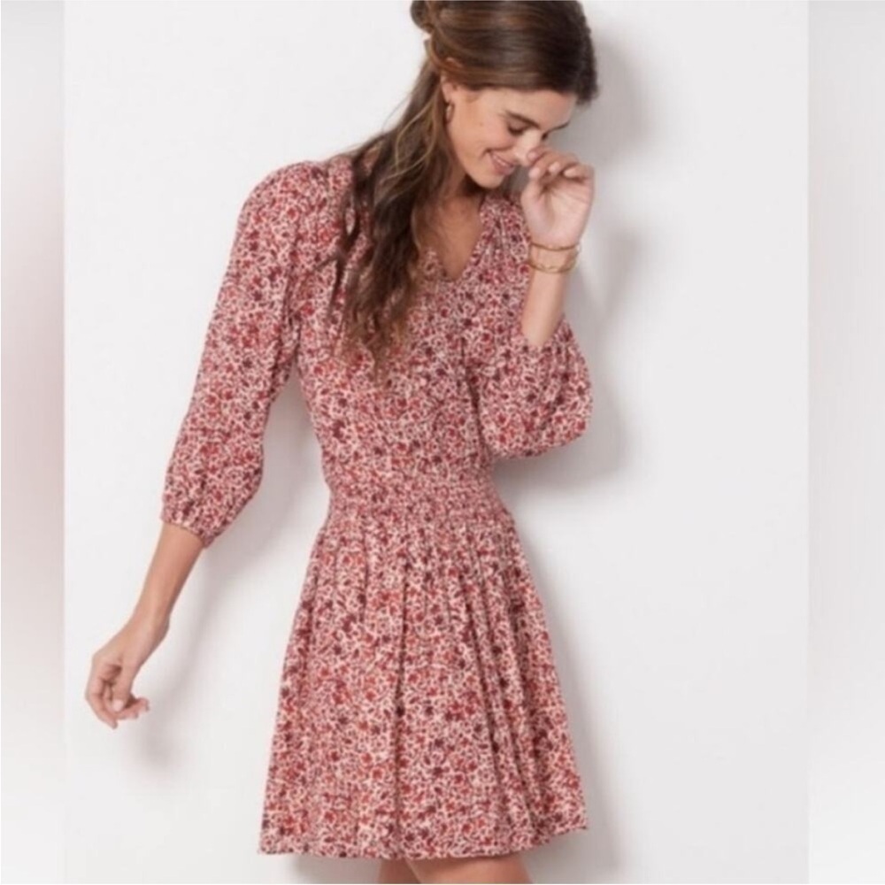 Sundry red floral long sleeve sundress in great condition!​​​​​​